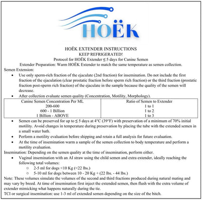 Canīnus-Ext ™ Chilled RTU Short Term (3 days) Extender Canine Extender 20ML Horizon Animal Care