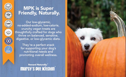Marcy's Pet Kitchen- All Natural, Vegan Pumpkin Biscuit Dog Treats - Homemade-Vet Approved- Vegan, Gluten Free, Human Grade Ingredients, Made in The USA, Healthy Pumpkin Dog Treats Marcy's Pet Kitchen