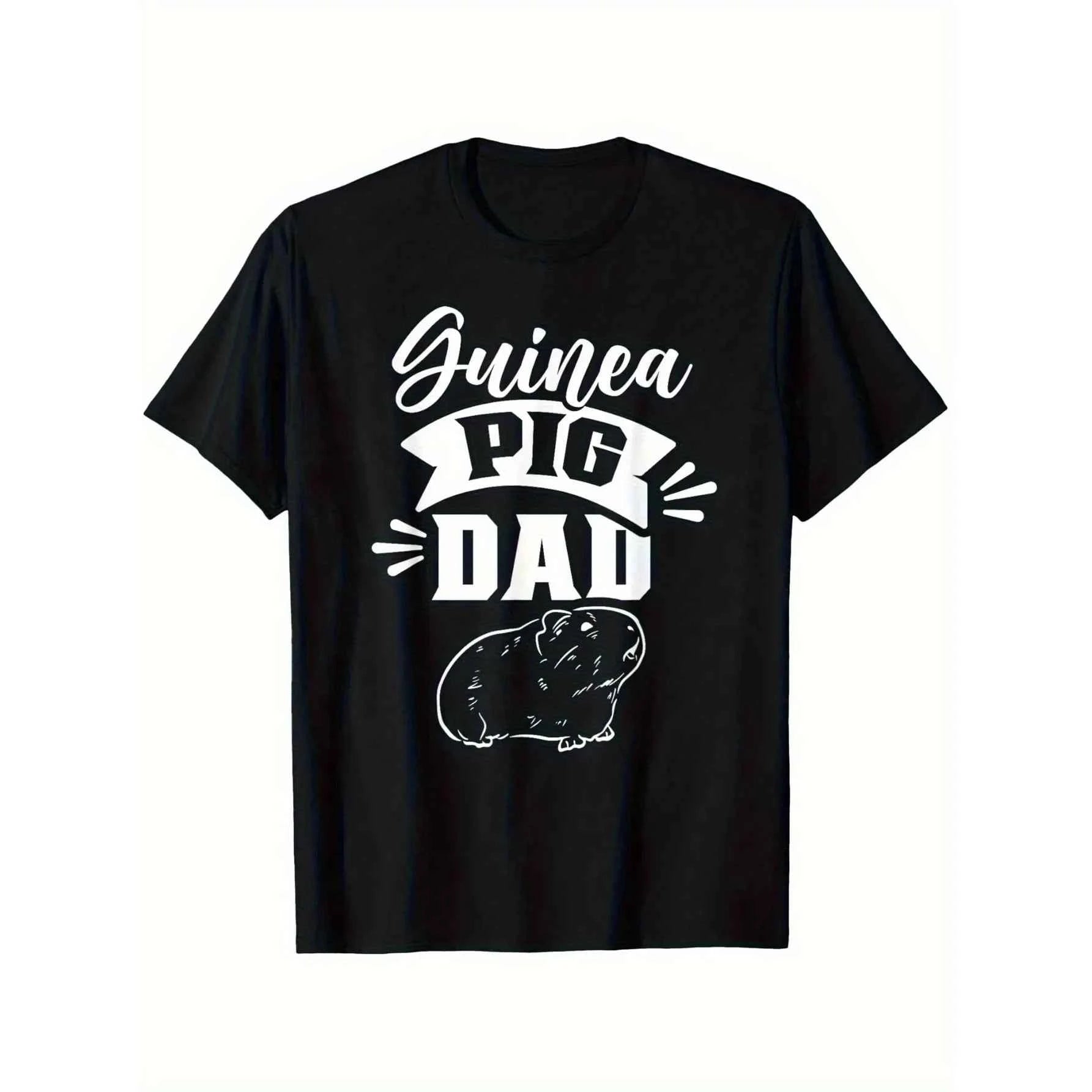 Guinea Pig Dad Graphic T-Shirt Men Casual Cotton Short Sleeve Crew Neck Tee Daily Wear