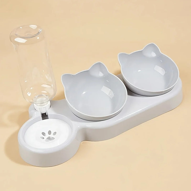 Pet Bowls With Water Feeder, 3 In 1 Water Bottle For Neck Protection