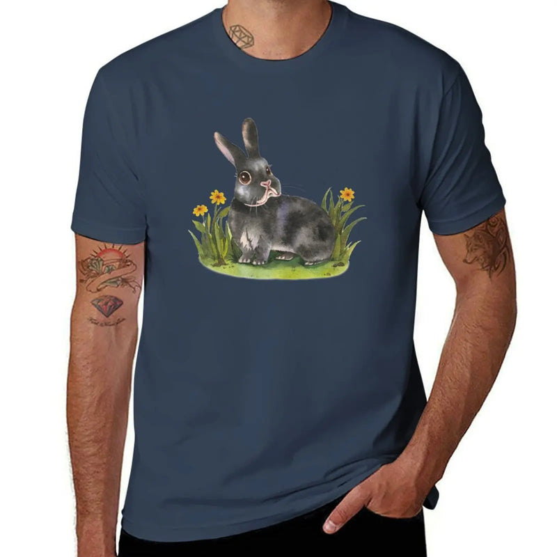 black netherland dwarf rabbit T-Shirt Casual Pattern Print Tee Shirt