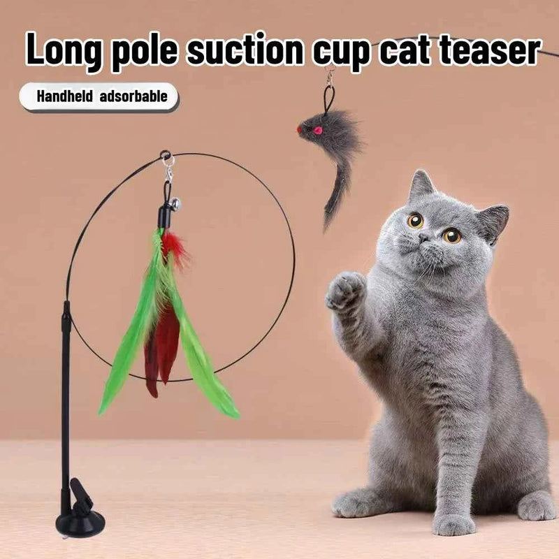 Simulation Bird interactive Cat Toy Sucker Feather Bird with Bell Cat Stick Toy for Kitten Playing Teaser Wand Toy Cat Supplies