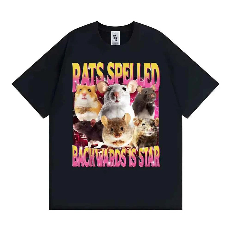 Rats Spelled Backwards Is Star Funny Rat Meme T Shirts Men Women Retro Humor Short Sleeve T-shirts Oversized 100% Cotton T-shirt