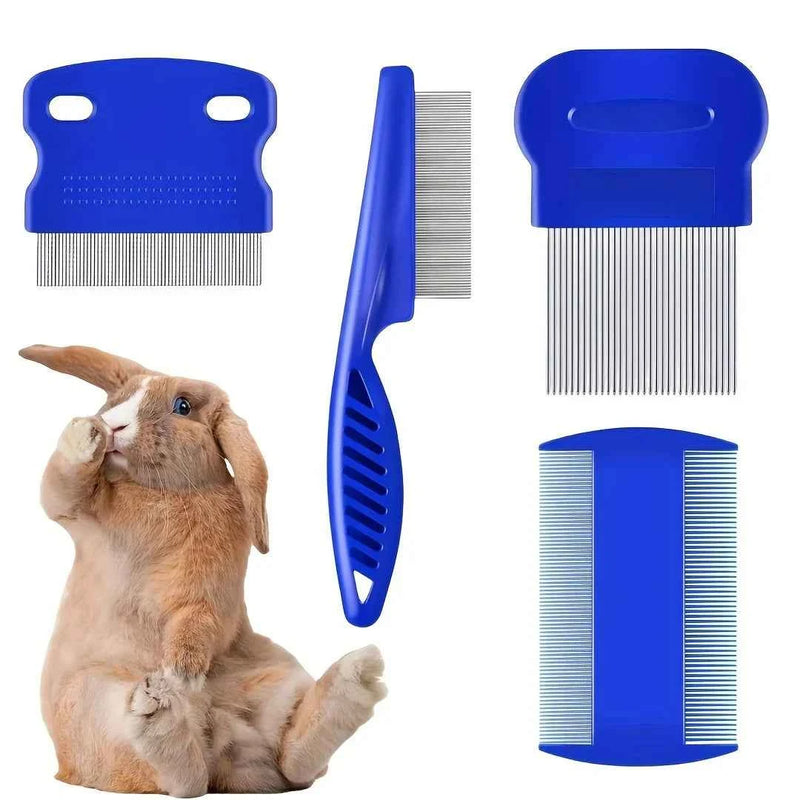 Pack of 4 Stainless Steel Flea and Lice Combs for Dogs and Cats