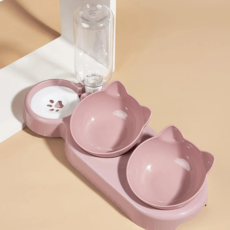 Pet Bowls With Water Feeder, 3 In 1 Water Bottle For Neck Protection