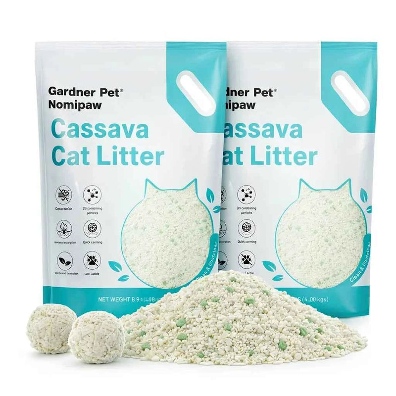 1 Nomipaw Cassava Cat Litter | Clumping, Odor Control, Ultra Absorbent and Fast Drying, Plant-Based Natural, Low Tracking, Unsce