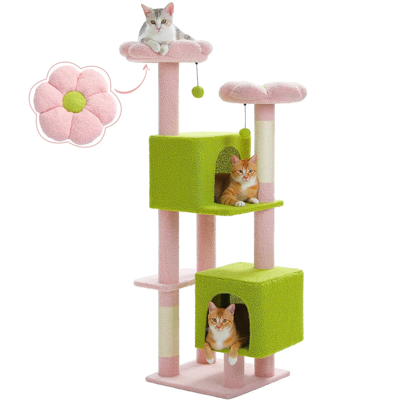 PAWZ Road Cactus Cat Tree - 133cm Tower with 2 Condos & Perches