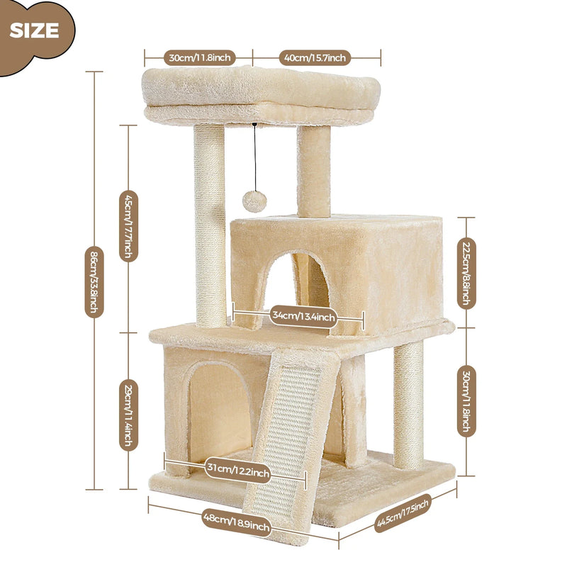 Pequlti Multi-Level Cat Tree Tower with Condo and Hammock