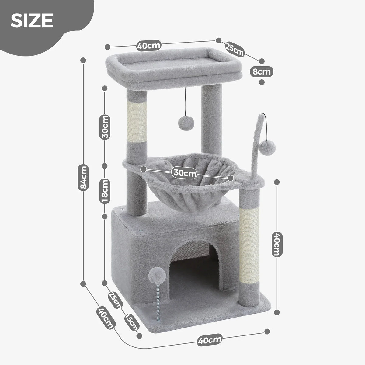 Pequlti Multi-Level Cat Tree Tower with Condo and Hammock