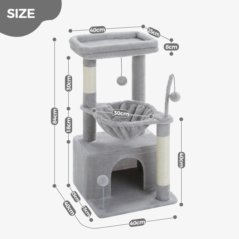 Pequlti Multi-Level Cat Tree Tower with Condo and Hammock