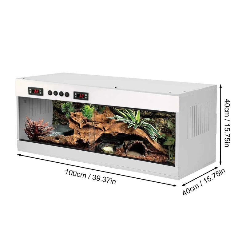 Reptile Enclosure, Reptile Cage Lizard Terrarium, Tempered Glass Reptile Habitat, Breeding Box, Dual Temperature Control