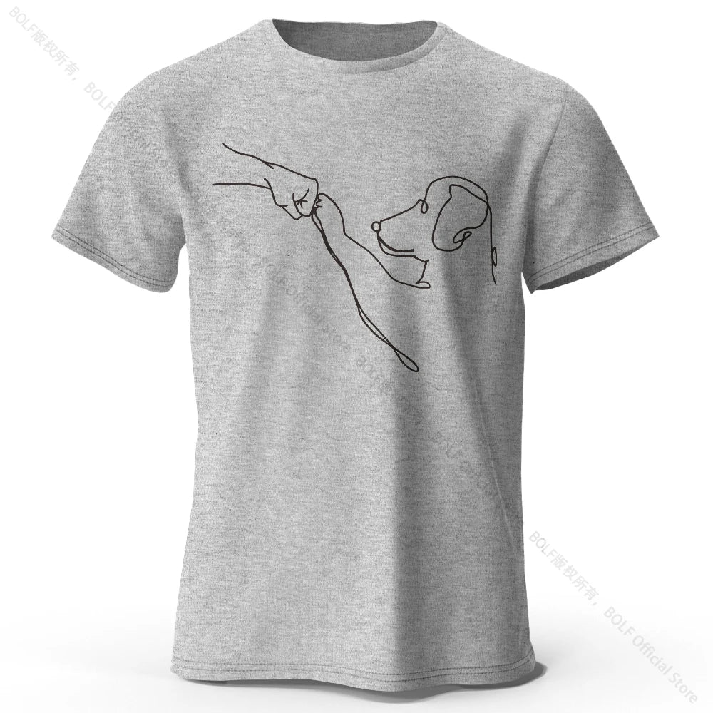 The Dog Friend Printed Modern Minimalist 100% Cotton T-Shirt, Lightweight Round Neck Short Sleeve Tee, Unisex Everyday Wear