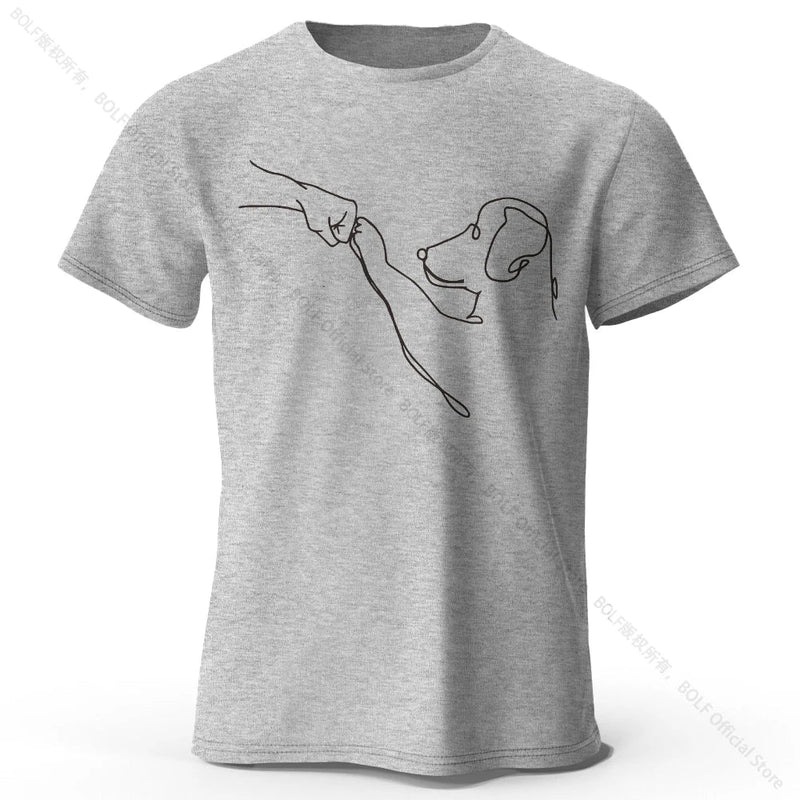 The Dog Friend Printed Modern Minimalist 100% Cotton T-Shirt, Lightweight Round Neck Short Sleeve Tee, Unisex Everyday Wear