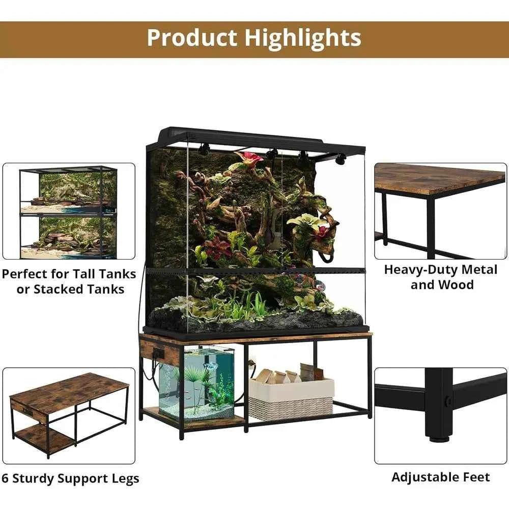 4x2x2 Reptile Enclosure Stand – 48"x24" Tall Reptile Tank Stand or 120 Gallon Aquarium Stand, Bearded Dragon Cage, Snake Enclosu