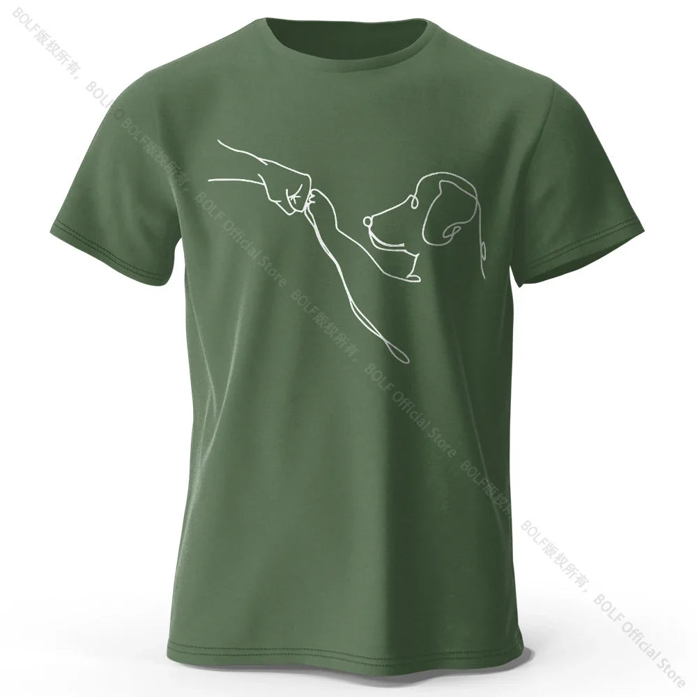 The Dog Friend Printed Modern Minimalist 100% Cotton T-Shirt, Lightweight Round Neck Short Sleeve Tee, Unisex Everyday Wear