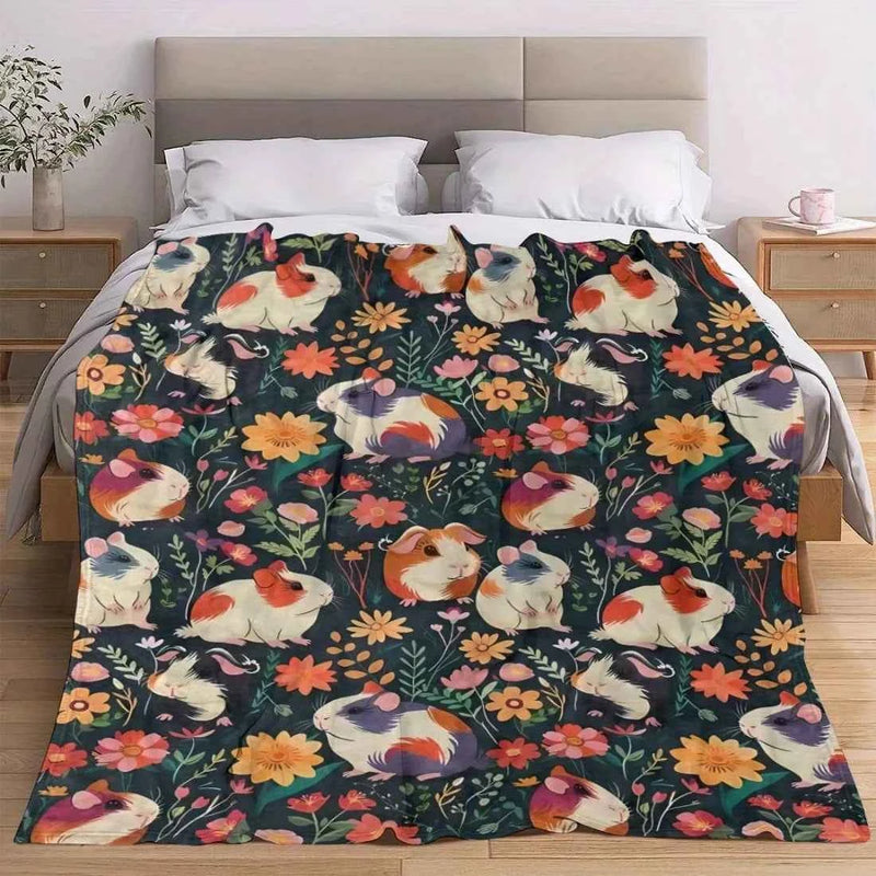 Ultra-Soft Guinea Pig Print Flannel Throw Blanket - Plush, Lightweight, Warm for Couch, Bedroom, Travel | All-Season Comfort, An