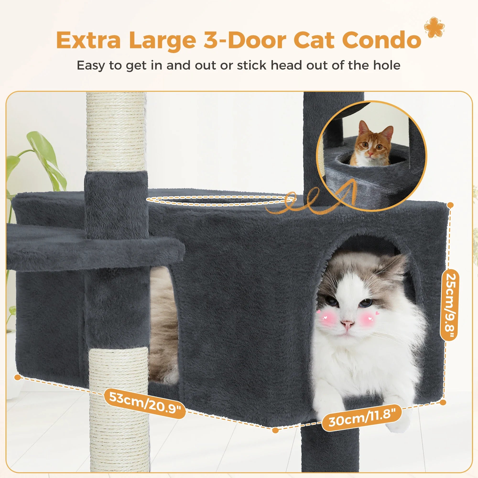 Pequlti 72" Multi-Level Cat Tree Tower with Condo & Hammock