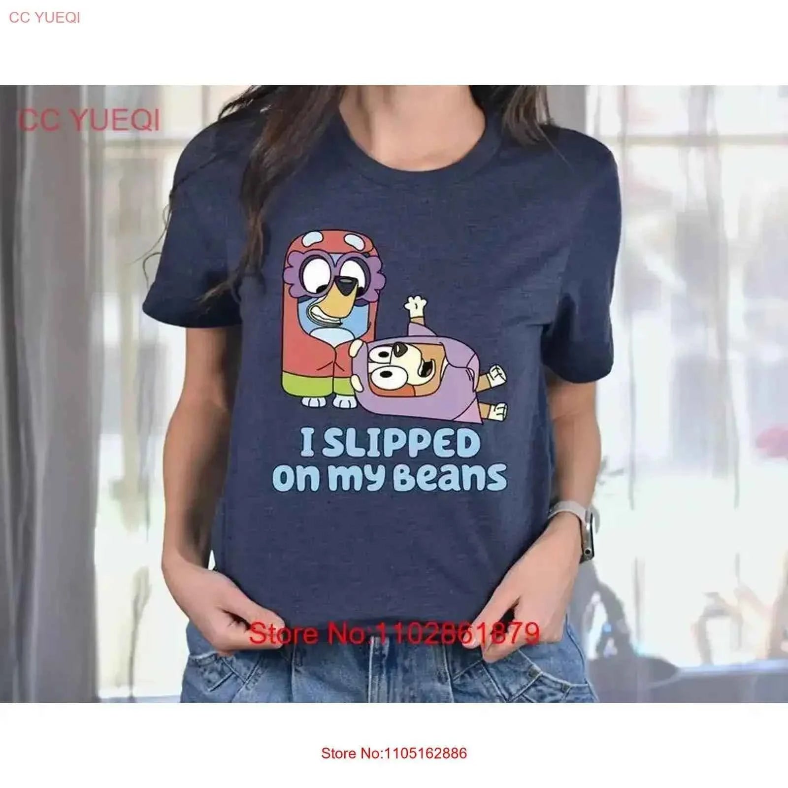 i slipped on my beans t shirt blueyy bingo bandit heeler tee blu vintage Washed Casual graphic Breathable designer clothes