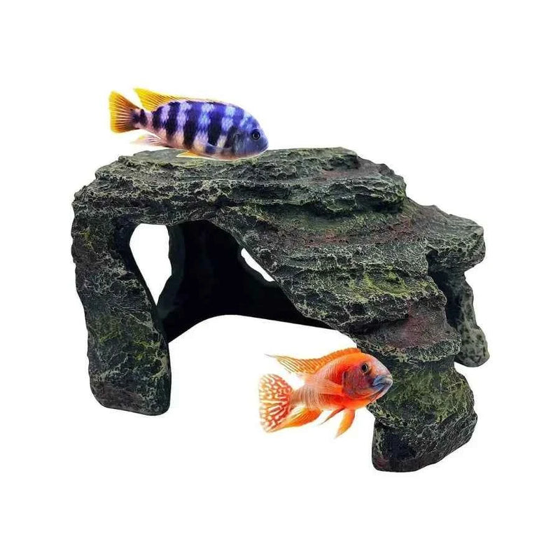 【New style】Pets Reptile Rock Cave Terrarium Hide Vivarium Decor Basking Platform Aquarium Fish Hideaway Slate Rock Tortoise Fis