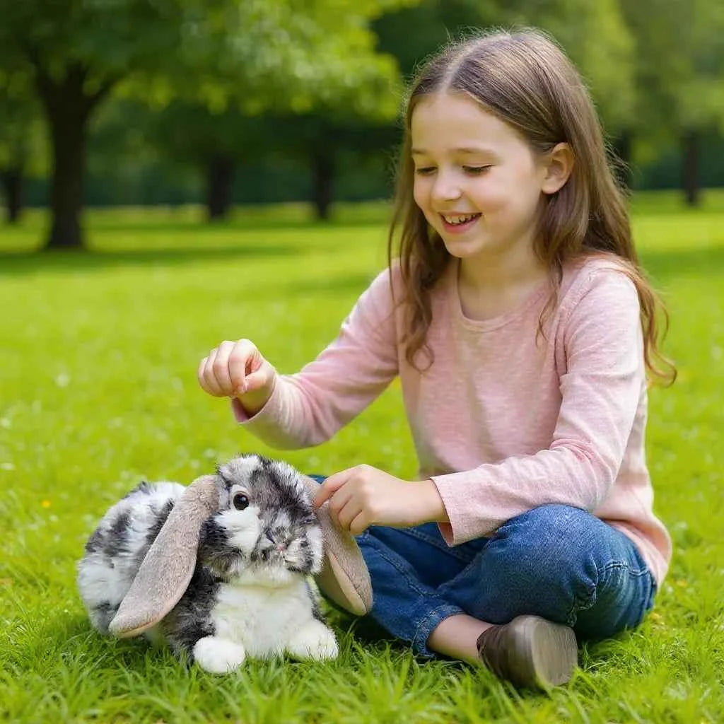 Gray Lop-Eared Rabbit Plush Toy, 10.6-inch Soft Simulated Rabbit Doll, Children's Day Gift, Home Bedroom Decoration