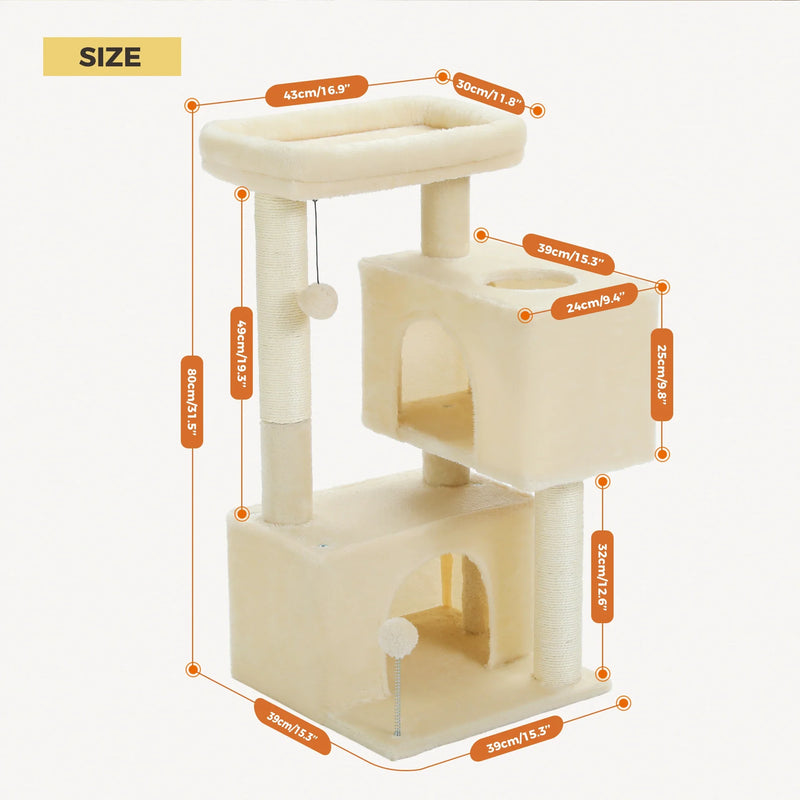 PAWZ Road Large Multi-Level Cat Tree with Condo and Hammock