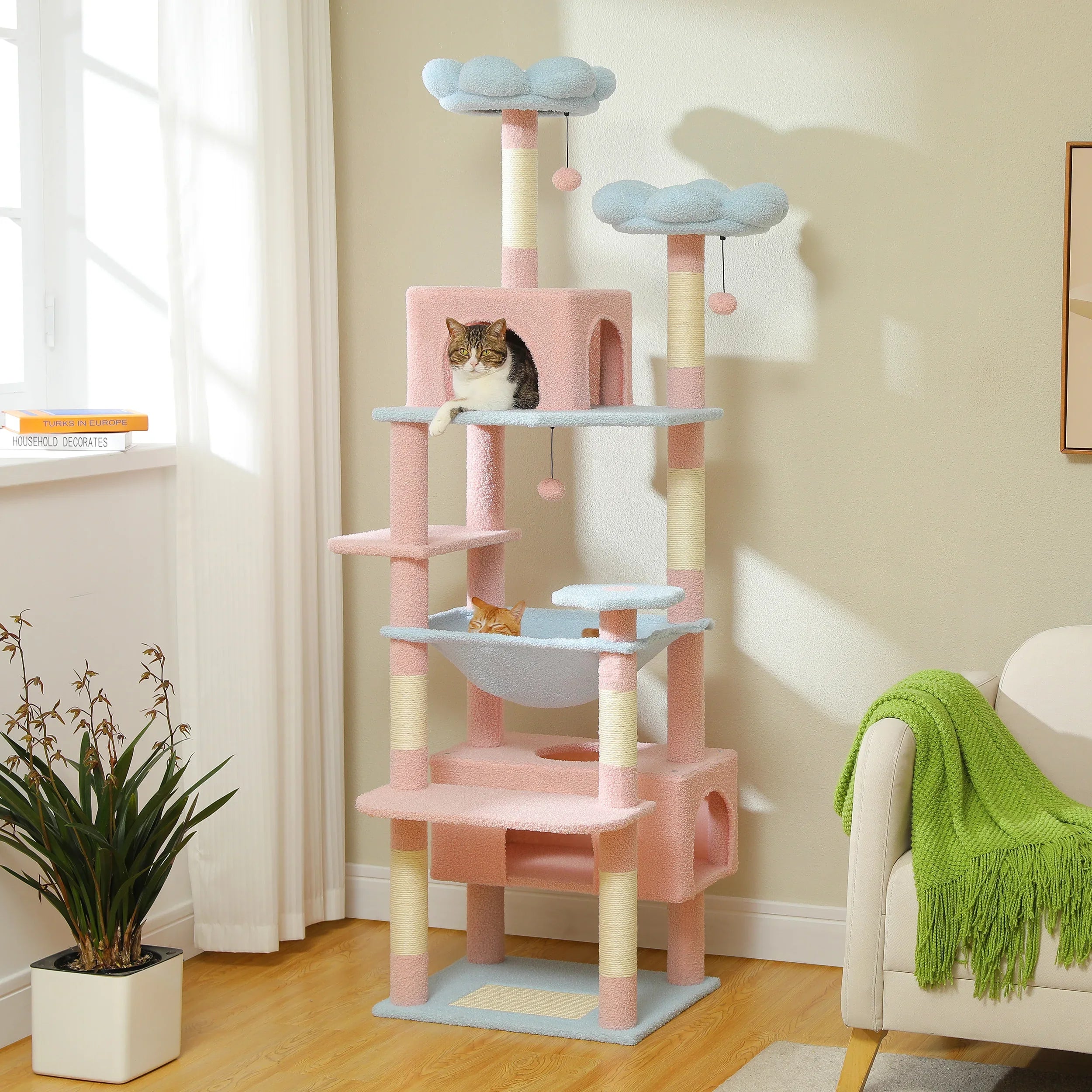 Pequlti 72" Multi-Level Cat Tree Tower with Condo & Hammock