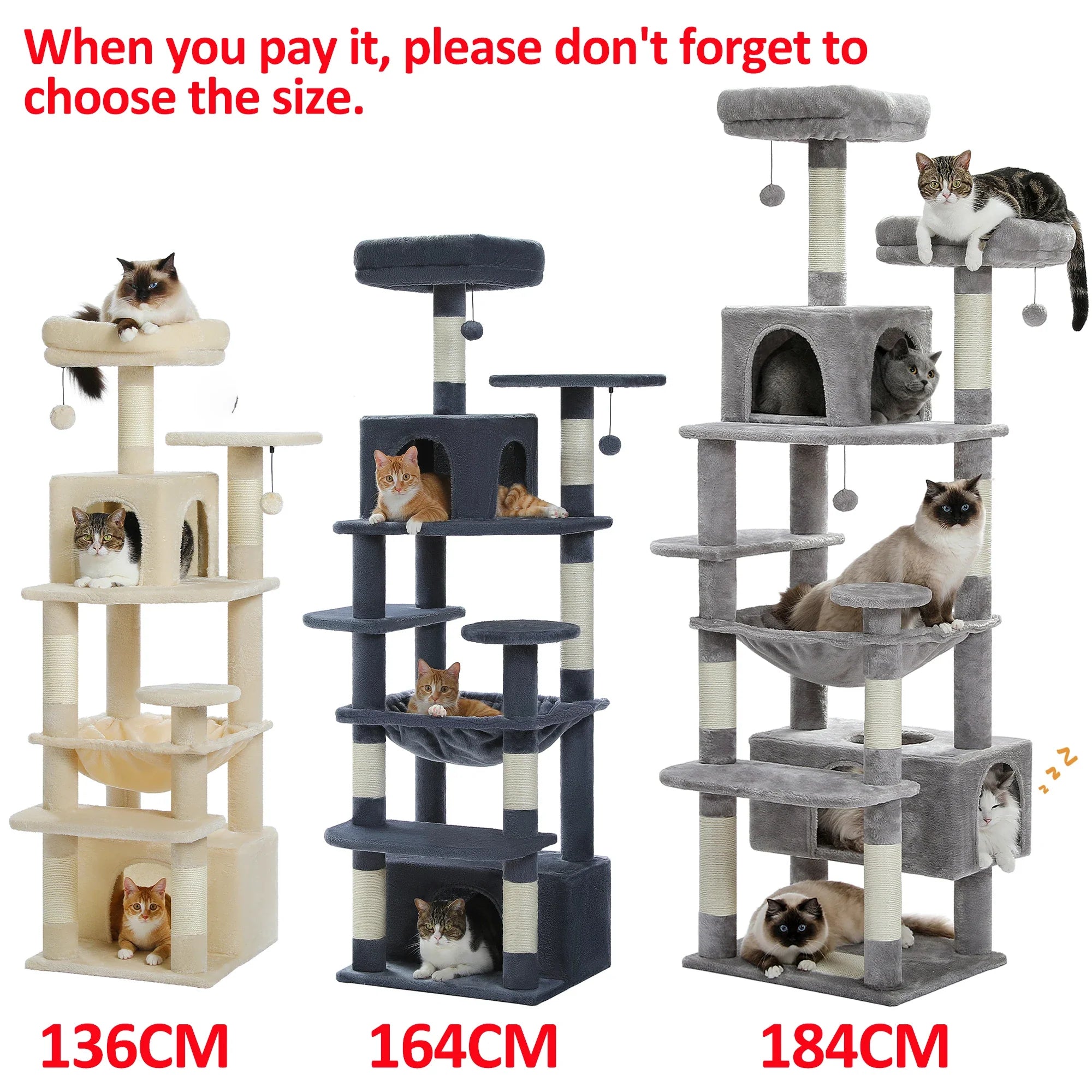PAWZ Road 72" Large Cat Tree Tower with Hammock and Condo