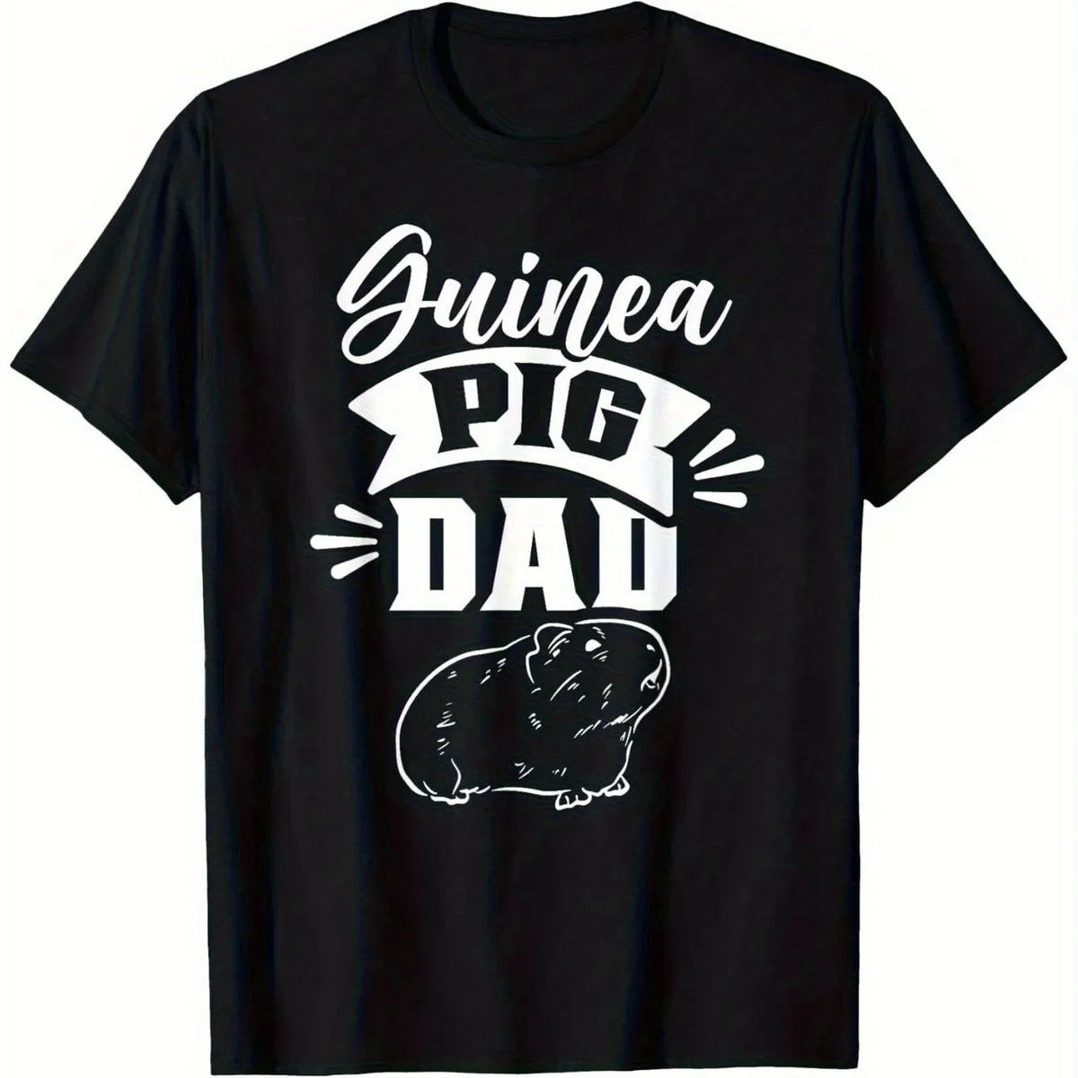 Guinea Pig Dad Graphic T-Shirt Men Casual Cotton Short Sleeve Crew Neck Tee Daily Wear