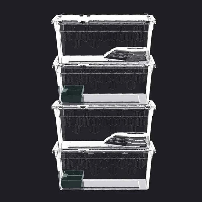 Reptile Tank Insect Spiders Tortoise Lizard Plastic Transparent Reptile Breeding Box Vivarium With Balcony Feeding Supplies