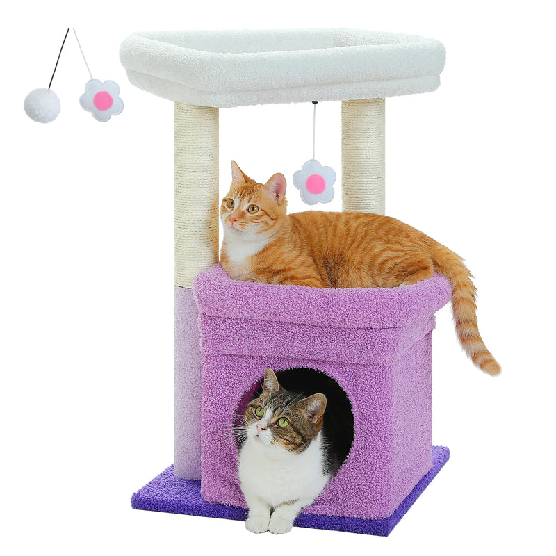 PEQULTI Cat Tree Tower with Condo and Sisal Scratching Posts