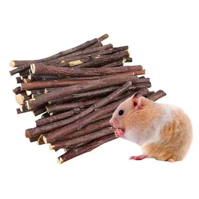 20/40/80/100pcs Hamster Rabbit Teeth Grinding Apple Tree Stick Minerals Molar Stone Toys for Chinchilla Hamster Pet accessories