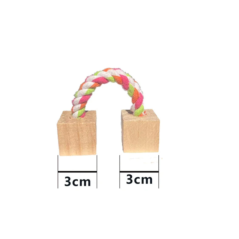 Cute Rabbit Roller Toys Natural Wooden Pine Dumbells Unicycle Bell Chew Toys for bird Guinea Pigs Rat  Small Pet Molars Supplies