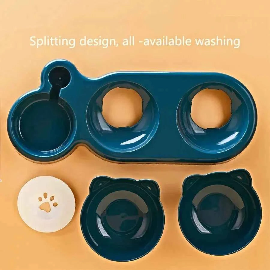 Pet Bowls With Water Feeder, 3 In 1 Water Bottle For Neck Protection