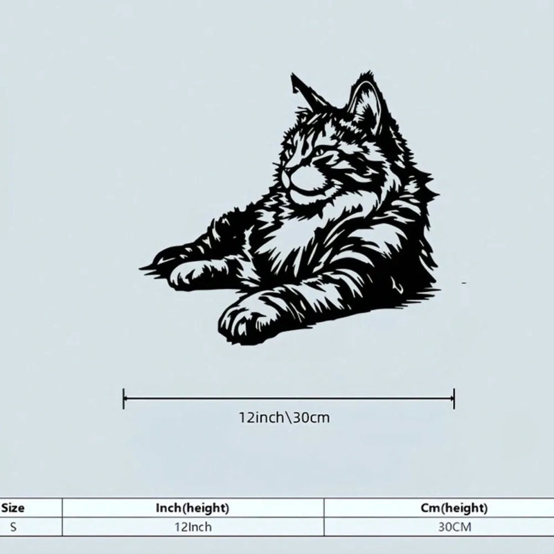 1pc Maine Coon Metal Wall Art, Cat Sculpture Decor for Bedroom, Powder-Coated Holiday Gift for Cat Lovers