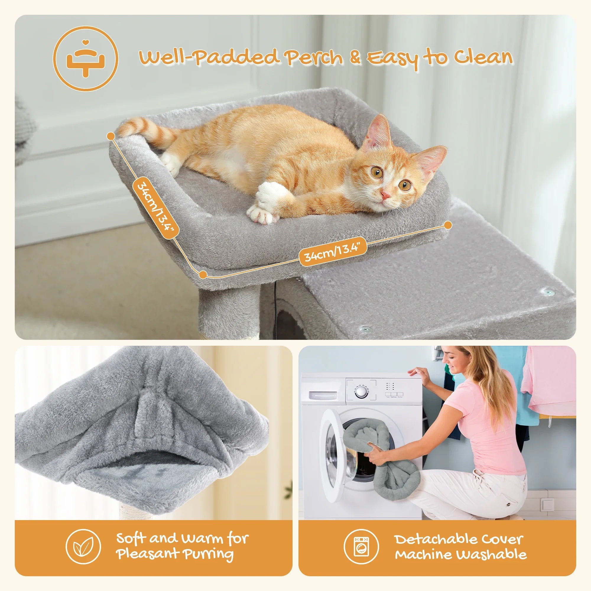 Pequlti Multi-Level Cat Tree Tower with Condo and Hammock