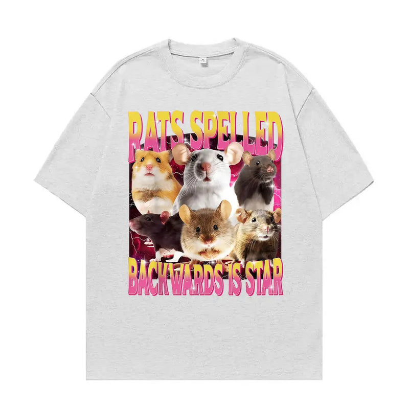 Rats Spelled Backwards Is Star Funny Rat Meme T Shirts Men Women Retro Humor Short Sleeve T-shirts Oversized 100% Cotton T-shirt