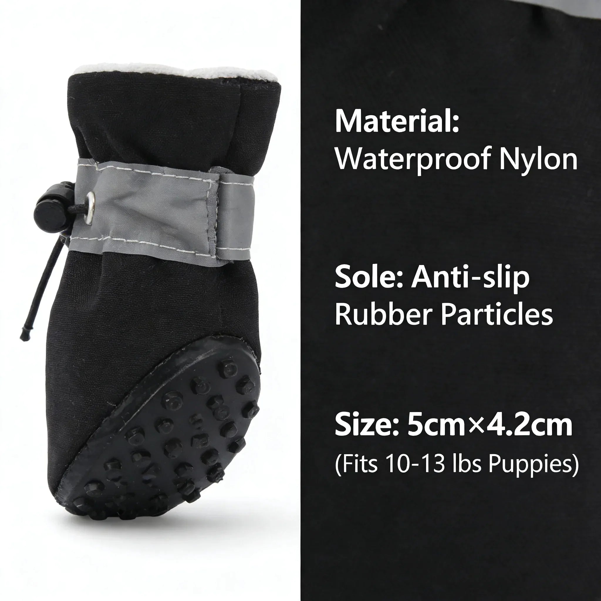 Waterproof Anti-Slip Dog Shoes - Soft Sole 5x4.2cm Cotton Boots
