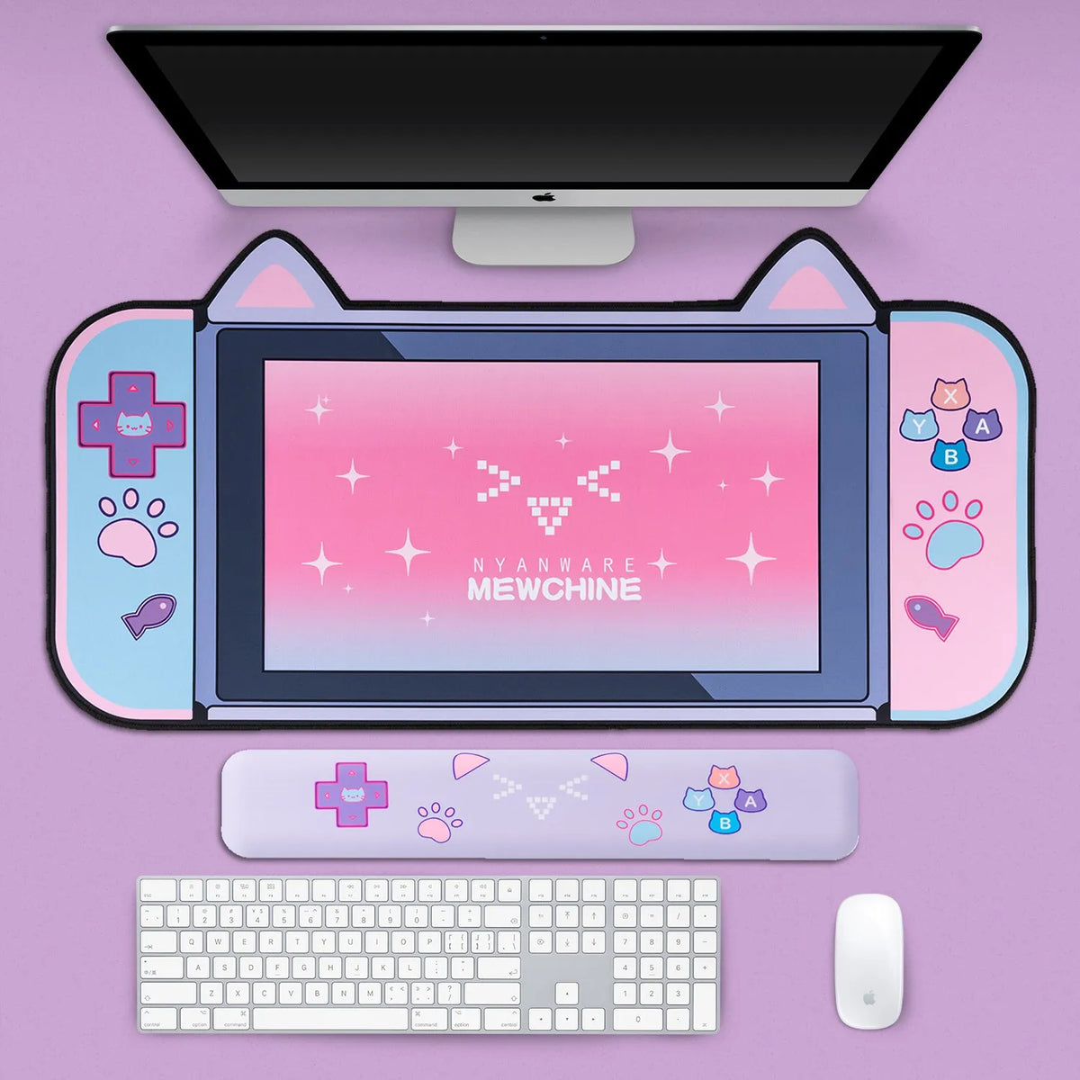 Big Mouse Pad Cute Cat Ears Desk Pad Thicken Computer Games Non-slip Pink Girl Cartoon Super Cute For Girl Game Boy 80CM*40CM