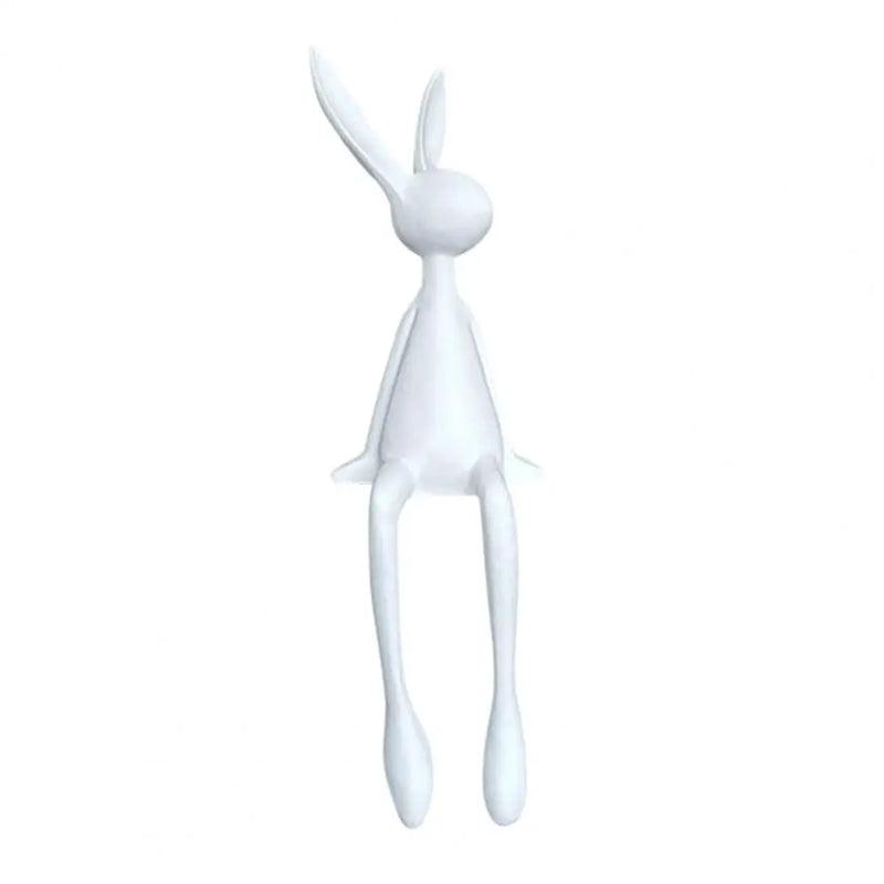 25cm Sitting Rabbit Figurine Long-legged Bunny Resin Statue Animal Sculpture Home Office Bookshelf Desktop Easter Decor Ornament