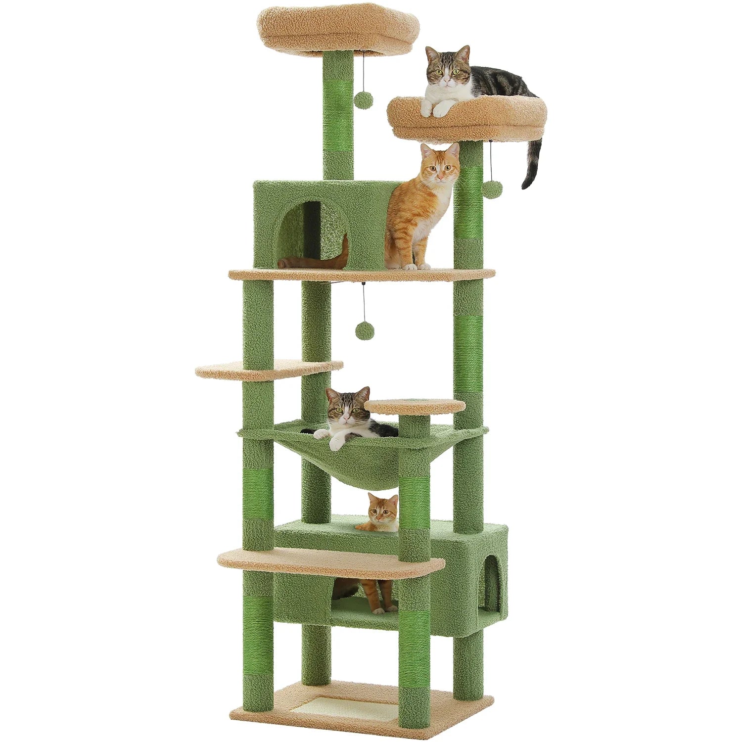 Pequlti 72" Multi-Level Cat Tree Tower with Condo & Hammock