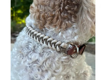 Fishtail Hand Braided Dog Collar in Tan & Cream Pawsh Pup Co.