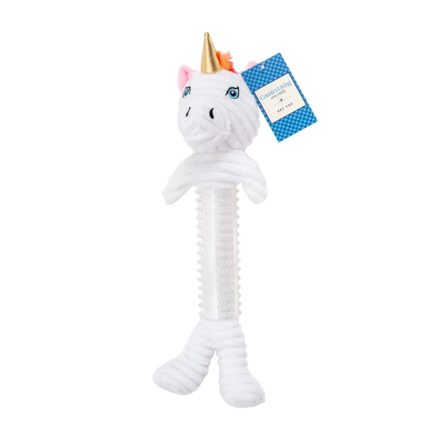 Country Living Thermoplastic Rubber Skinny Unicorn Corduroy Plush Dog Toy – with Squeaker & Crinkle Paper American Pet Supplies