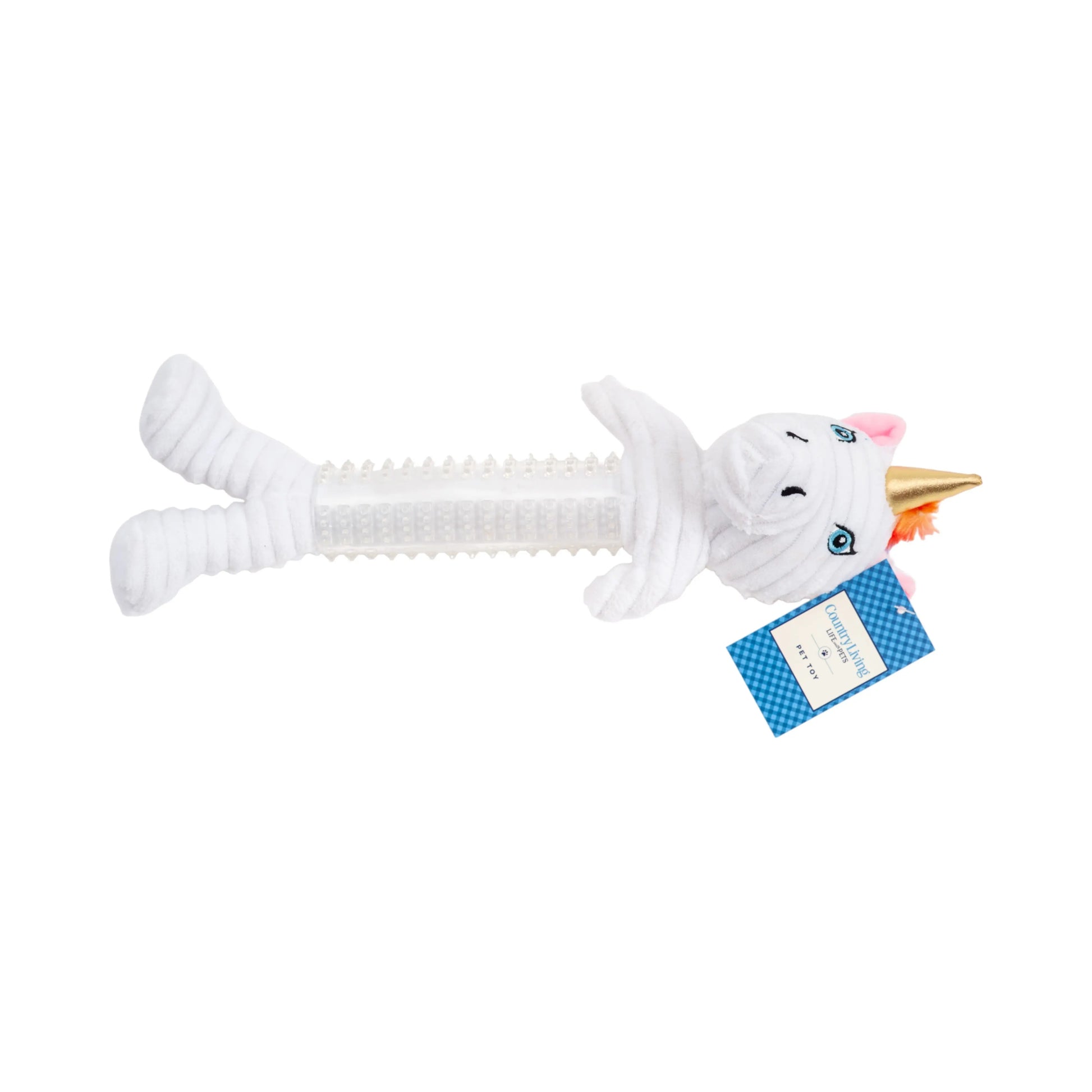 Country Living Thermoplastic Rubber Skinny Unicorn Corduroy Plush Dog Toy – with Squeaker & Crinkle Paper American Pet Supplies