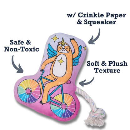 Slow Biker Plush Dog Toy – with Squeaker & Crinkle Paper for Fun Play American Pet Supplies