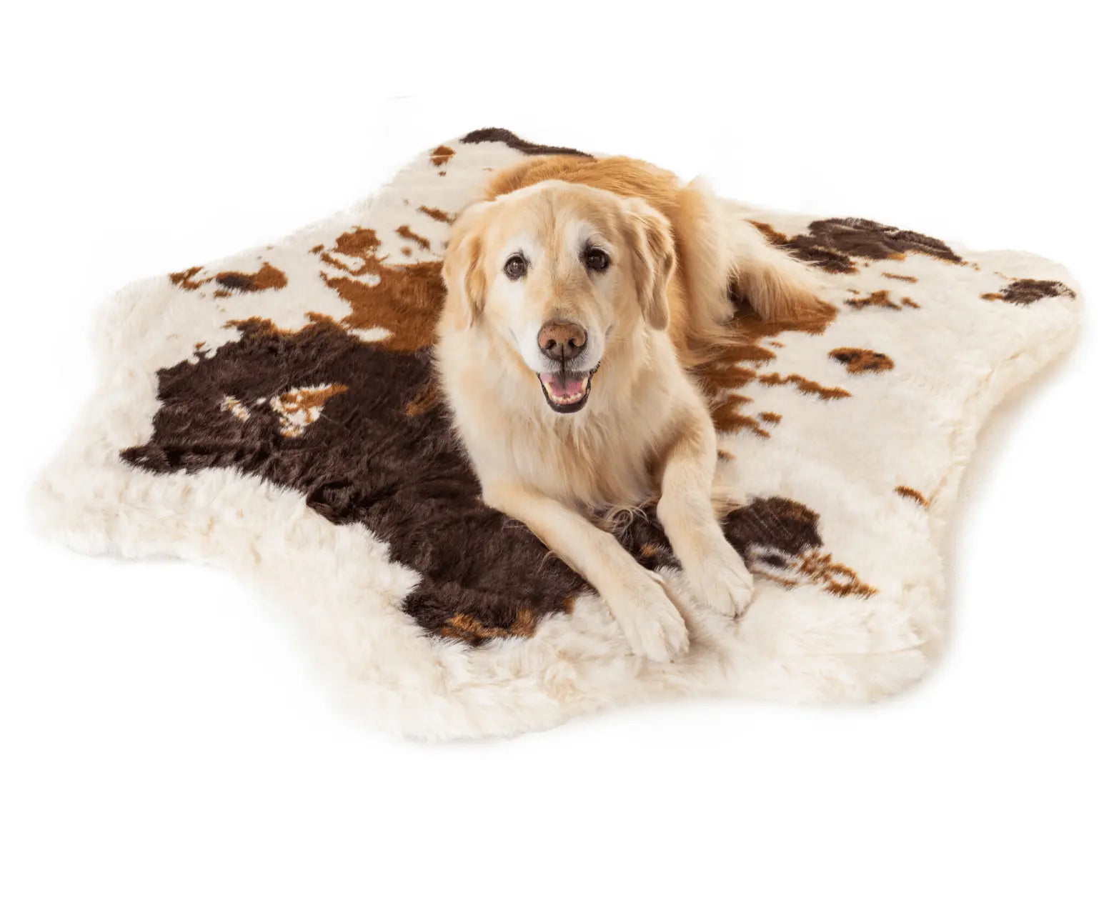 PupRug™ Animal Print Memory Foam Dog Bed - Brown Faux Cowhide Paw.com