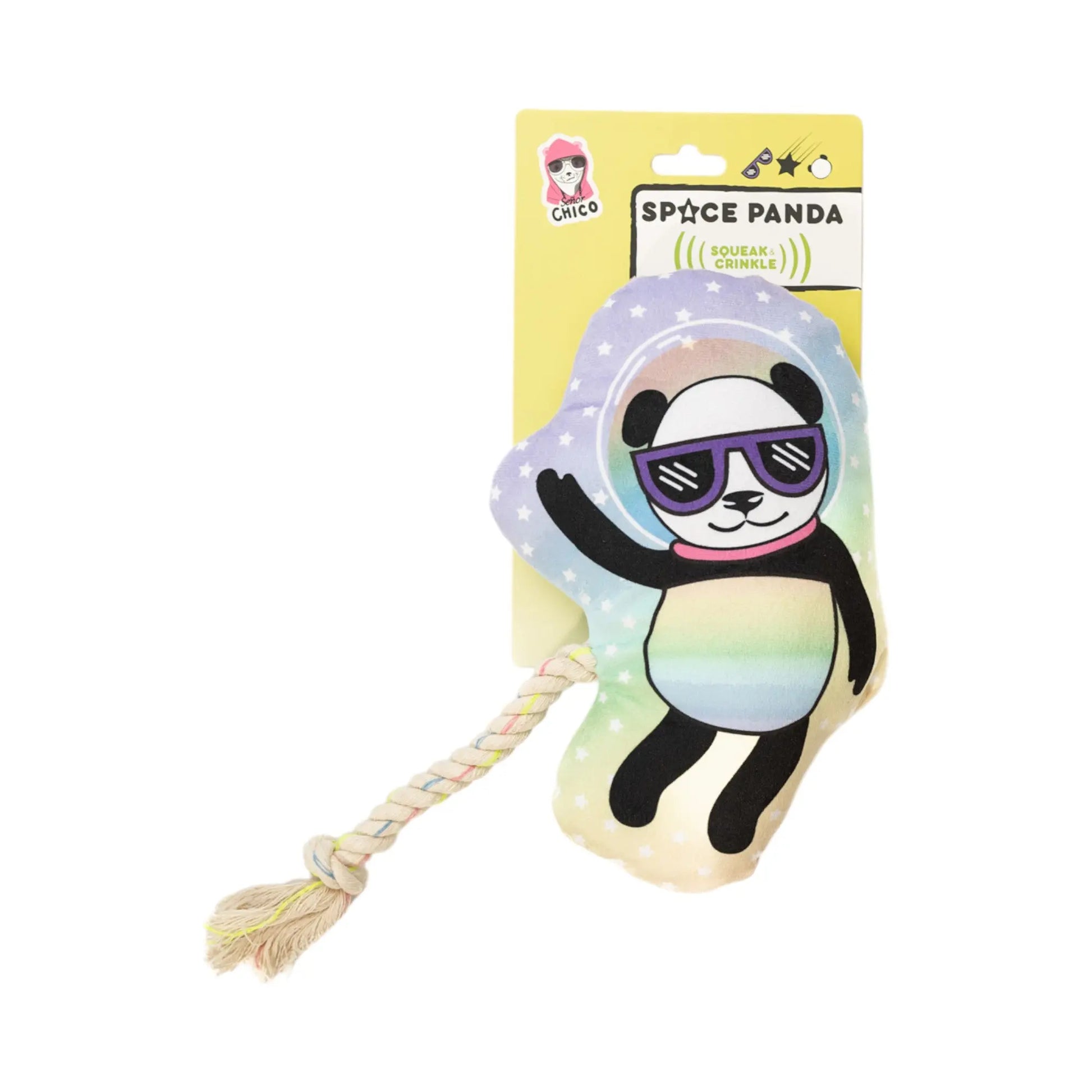 Space Panda Plush Dog Toy – with Squeaker & Crinkle Paper for Fun Play American Pet Supplies