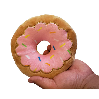Donut Plush Dog Toy – Soft, Chewy and Cuddly, Safe & Non-Toxic, Ideal for Fetching, Tug-of-War, Gentle Chewing – Strawberry American Pet Supplies