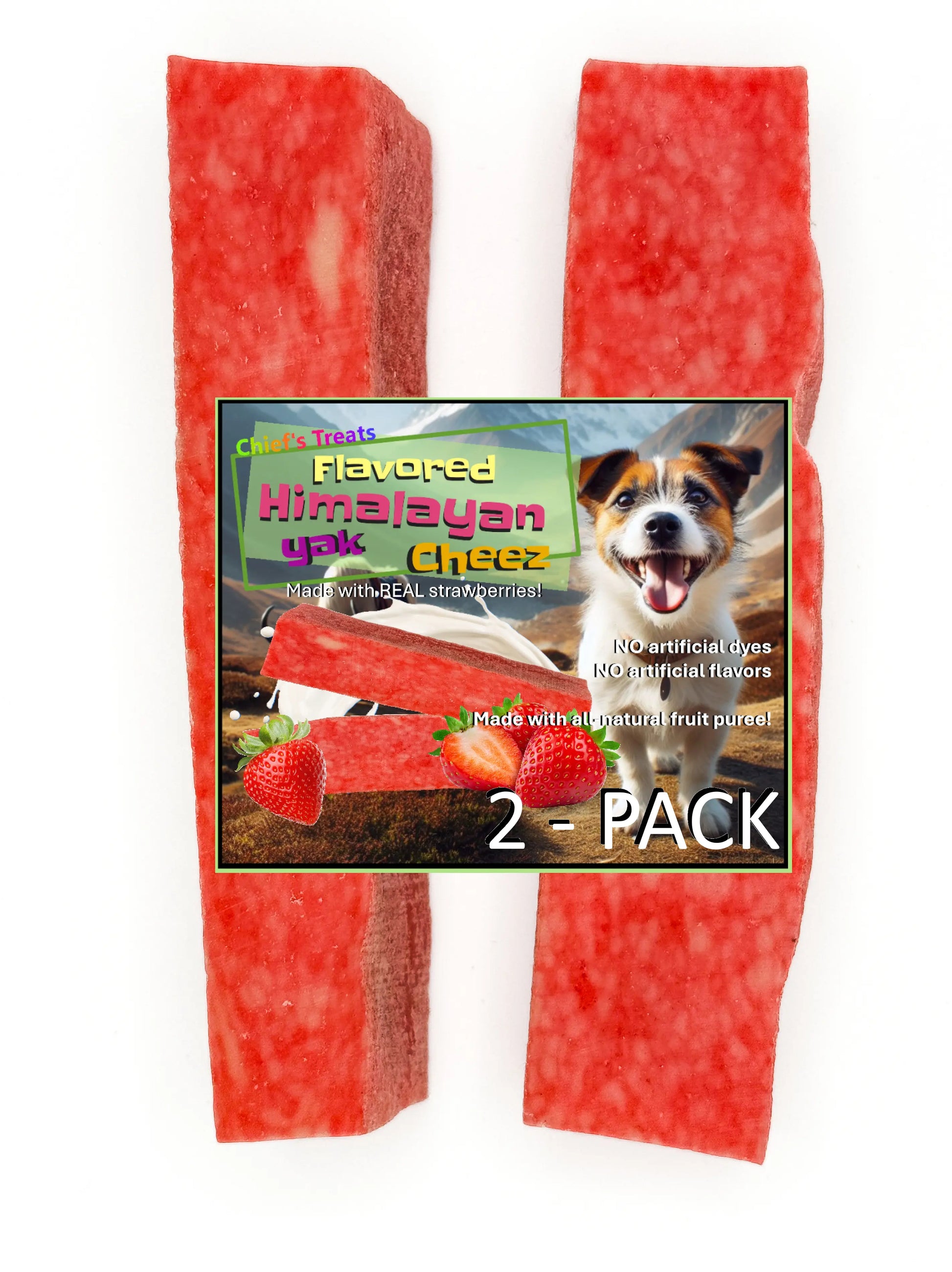 Strawberry Flavored Yak Cheese Chew - made with REAL STRAWBERRY Puree - Single