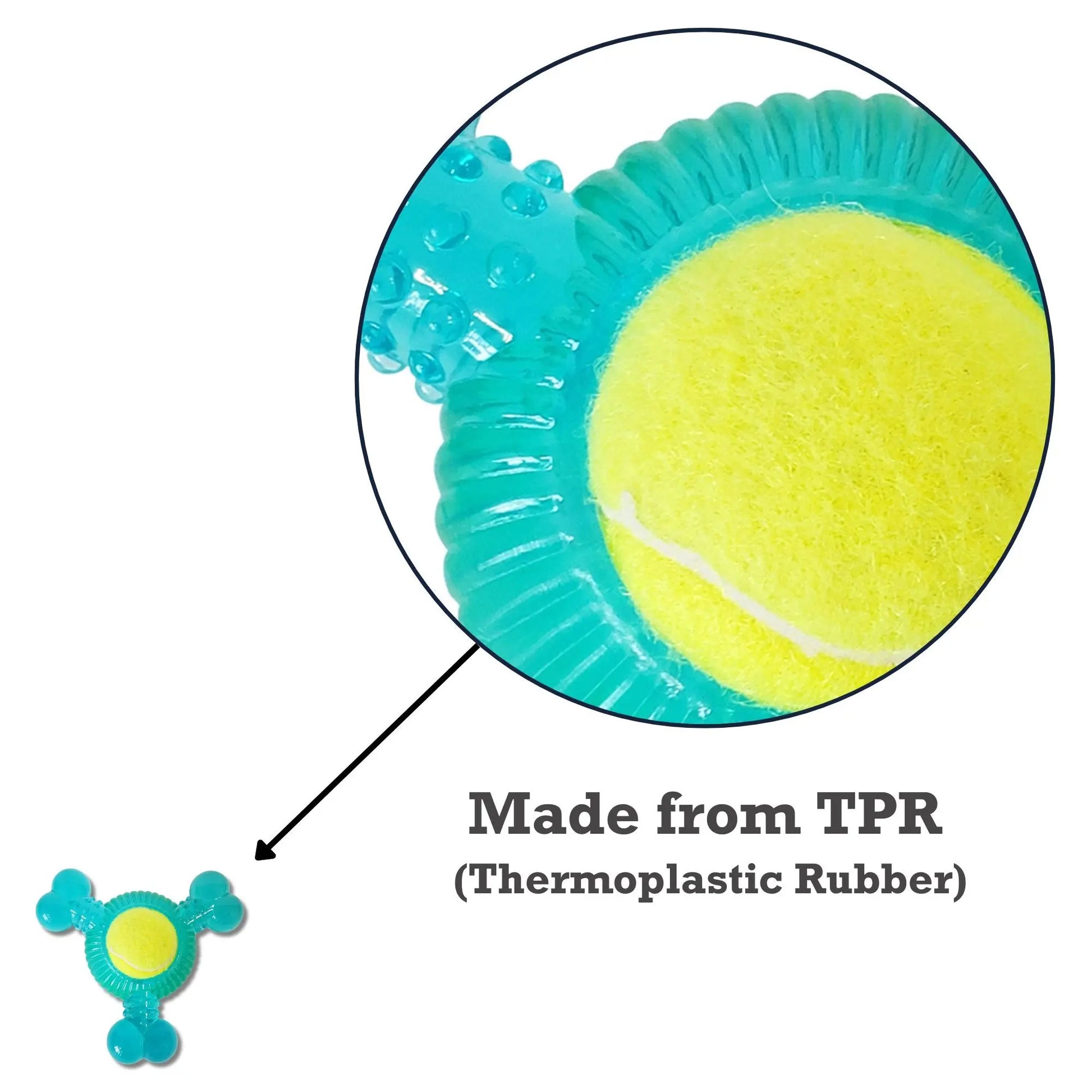 3-Bone TPR Chew Toy with Squeaker & Tennis Ball for Dogs – Removable Ball & Interactive Play American Pet Supplies