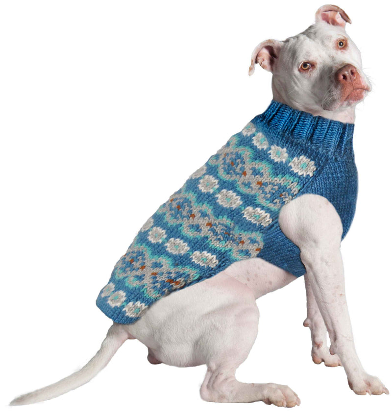 Alpaca Teal Fair Isle Dog Sweater
